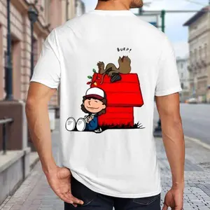 Vintage Stranger Things Graphic Tee for Women, Dustin and Dart Nougat Scene T-Shirt, Retro Sci-Fi Casual Top, US Cotton Comfort Fit