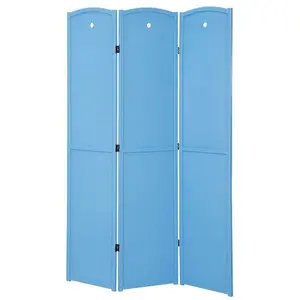 Room Divider 3 Panel Solid Wood Blue
