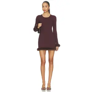 SNDYS Pearse Faux Fur Mini Dress in Chocolate