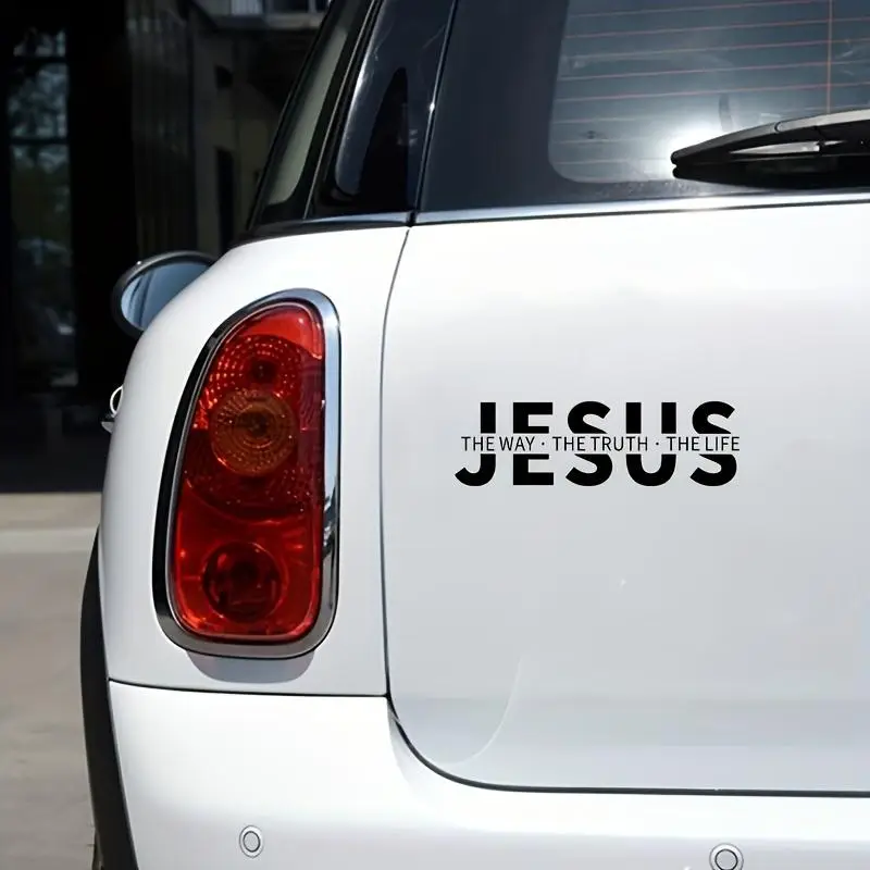 Jesus Letter Pattern Vinyl Decal Car Sticker, 1 Count Car Motorcycle Decorative Sticker, Car Exterior Accessories for Smooth Surfaces