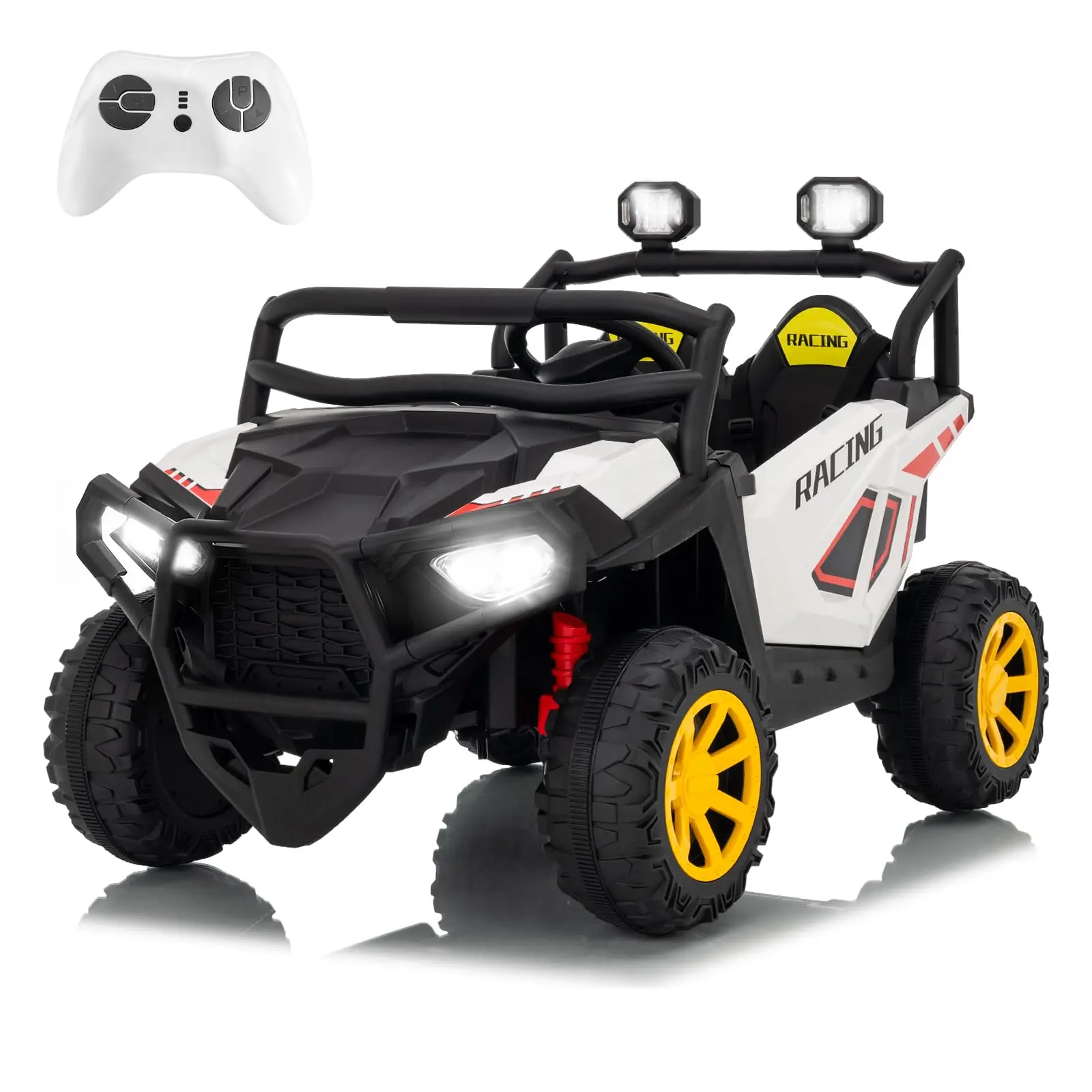 24V Kids Ride-On UTV Truck, Two-Seater Electric Off-Road Vehicle with Remote Control, Full 4-Wheel Suspension, Soft Gradual Start, 3 Speed Modes, Wireless & Bright LED Lights for Kids 2-8