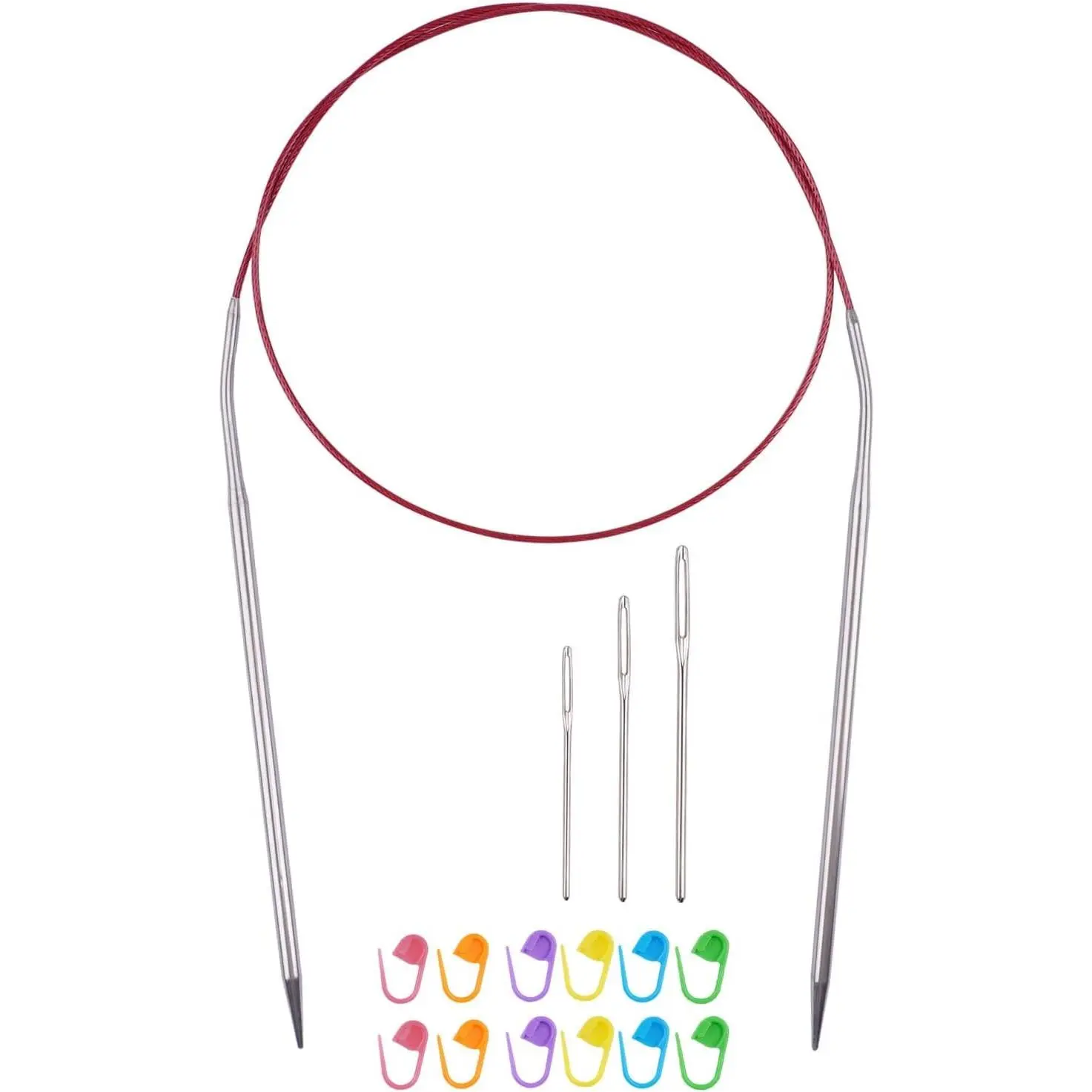 Circular Knitting Needles 32inches/80cm,Size US 6.0(4mm) Stainless Steel Round Knitting Needles for Handmade Knitting DIY Gift