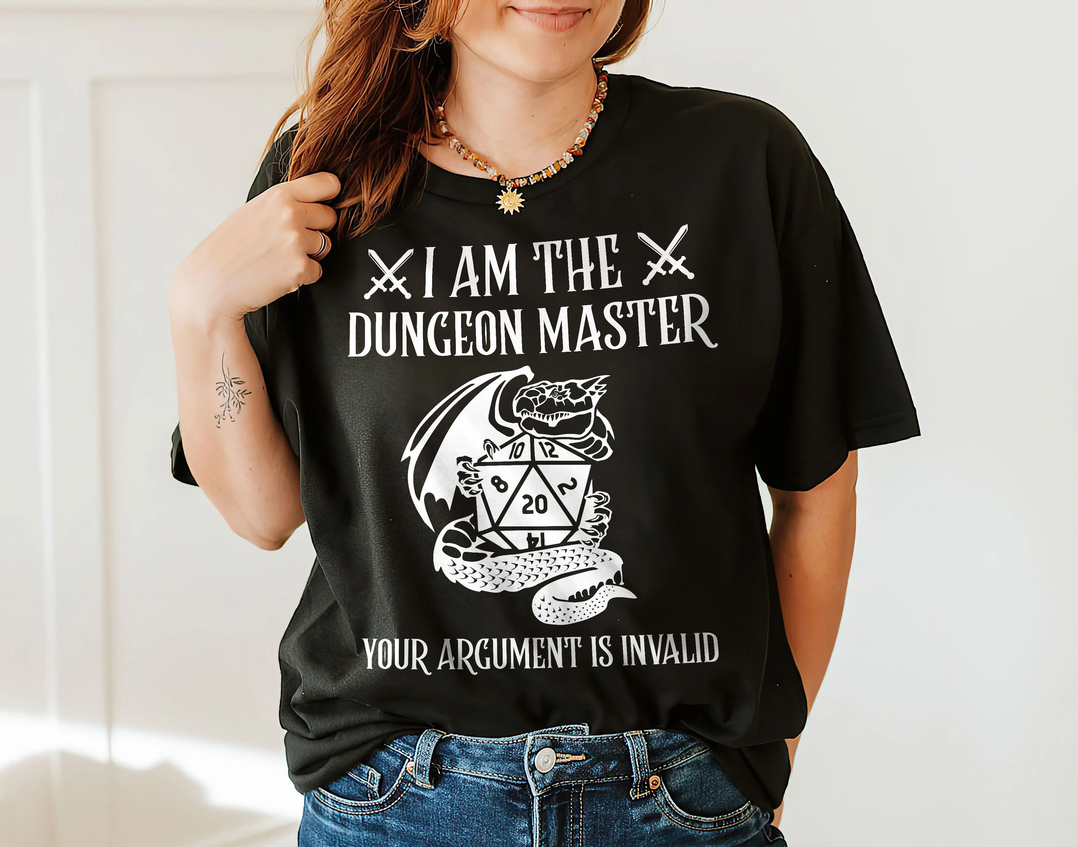 Dungeon Master Shirt, DnD Tabletop RPG Shirt Sweatshirt, I am The DM Your Argument is Invalid DnD Shirt Gift For Game Lover Crewneck Graphic Tee