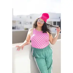 Play It Cool Bodysuit - Pink Checkered