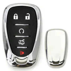 iJDMTOY Silver Metallic Chrome Finish TPU Key Fob Protective Cover Case For 2016-up Camaro Cruze Spark Volt, 2017-up Malibu Bolt Sonic Trax, etc