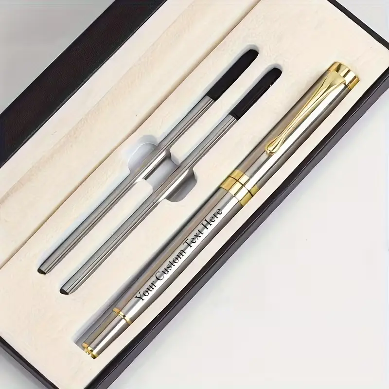 Premium Custom Metal Ballpoint Pen (Click Action) — Personalized Logo/Text Option, 0.5mm Black Refill, Includes Elegant Gift Box — Perfect for Corporate Gifts, Promotions, Business Events, Back‑to‑School & Graduation Presents