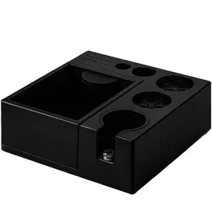 Espresso Knock Box,Plastic Black Coffee knock box,Espresso Tamping Mat,Espresso Accessories Tool for Baristas，Storage 51-58MM Espresso Tamper