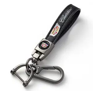 for Cadillac Leather Keychain – Premium Key Fob Holder for Escalade, XT4, XT5, XT6, CT4, CT5, CT6 & All Cadillac Models | 360° Rotating Screw-Free Metal Car Key Strap | Heavy-Duty Genuine Leather Keychain Gift for Men & Women