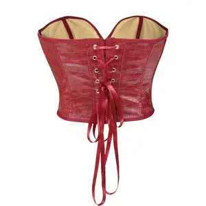 Women'S Vintage-Inspired Crocodile-Patterned Corset Top - Waist-Cinching Fishbone Strapless Design with Adjustable Back Straps, Medium Support & No Padding, Corset Top, Elegant Corset, Sophisticated Style