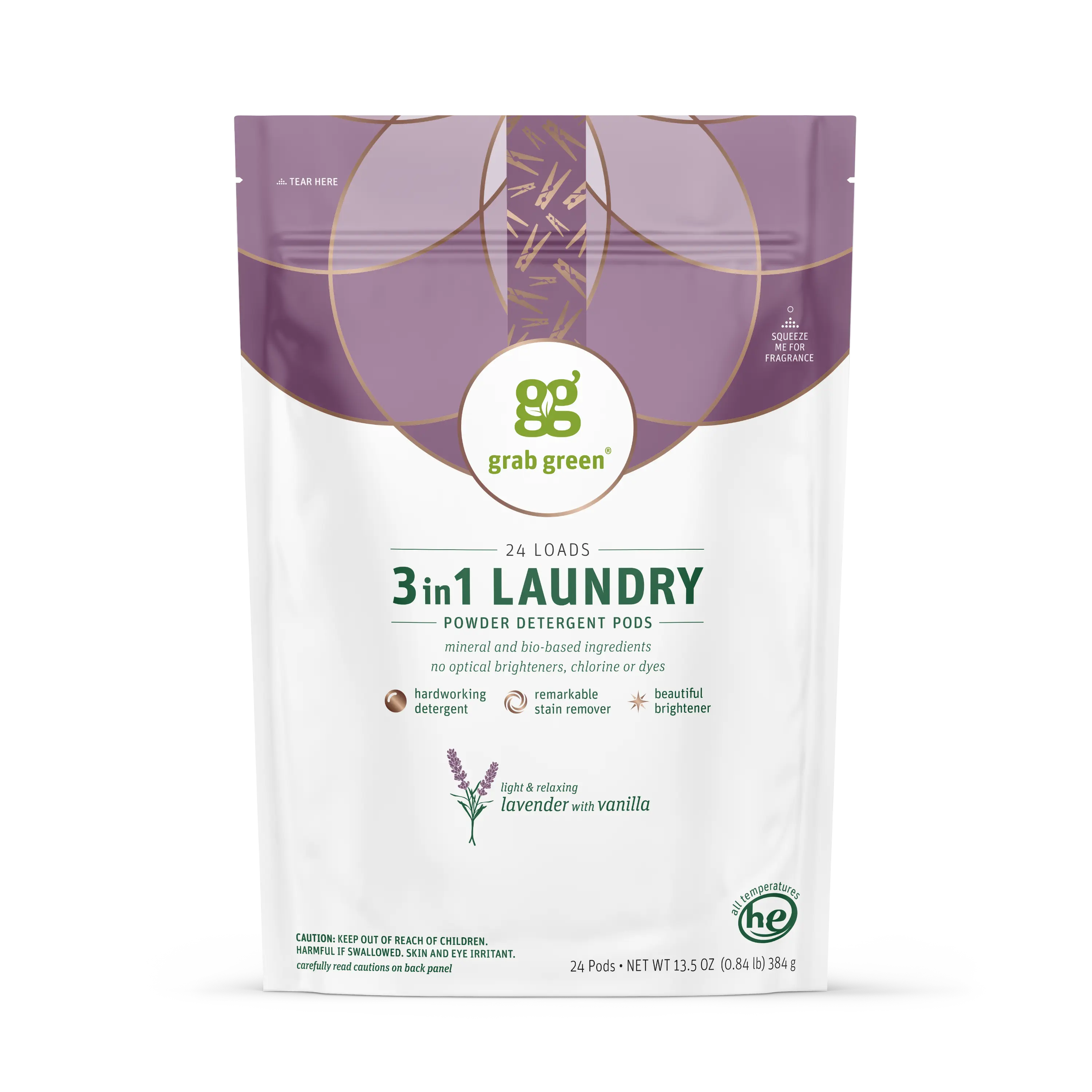 3 in 1 Laundry Detergent Pods - Lavender with Vanilla