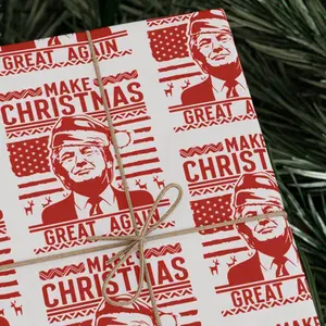 Trump Christmas Wrapping Paper | Make Christmas Great Again Wrapping Paper | Funny Christmas Gift Paper | MAGA Gift Wrap | Republican Gift , Best of gift, Meaningful gift,Wrapping Paper 2025.(Get 1 paper cutter when buying any 5 rolls)