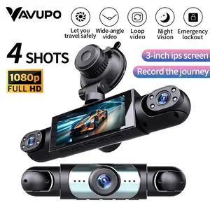 VAVUPO 4-Lens Driving Recorder 1080P Full HD Car DVR with 3-Inch IPS Screen Wide-Angle Video Emergency Lockout Night Vision
