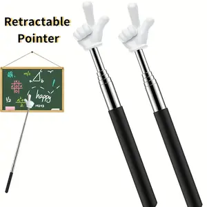 2 Retractable Two-Finger Teaching Whips – Flexible Two-finger Pointers, Suitable for Classroom, Home, Music, Math, and Presentation Settings – Teacher's Teaching Tool, Foldable Pointer with Retractable Mechanism for Easy Storage and Portability