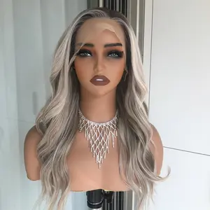 AISOM Shara Ash Beige Blonde Loose Water Wave 13x4 Free Part Lace Front Wig 18 Inches with Scandinavian Hairline Low Density 120% Heat Friendly Synthetic Hair Wigs Daily Use for Women