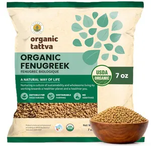 Organic Tattva Fenugreek Seeds (Methi) (7 oz/200 gm) - Organic Fenugreek Seeds for Hair Growth & Cooking - Fresh Dried Spices with Natural Oils & Aroma - Additives & Chemical Free - USDA Certified