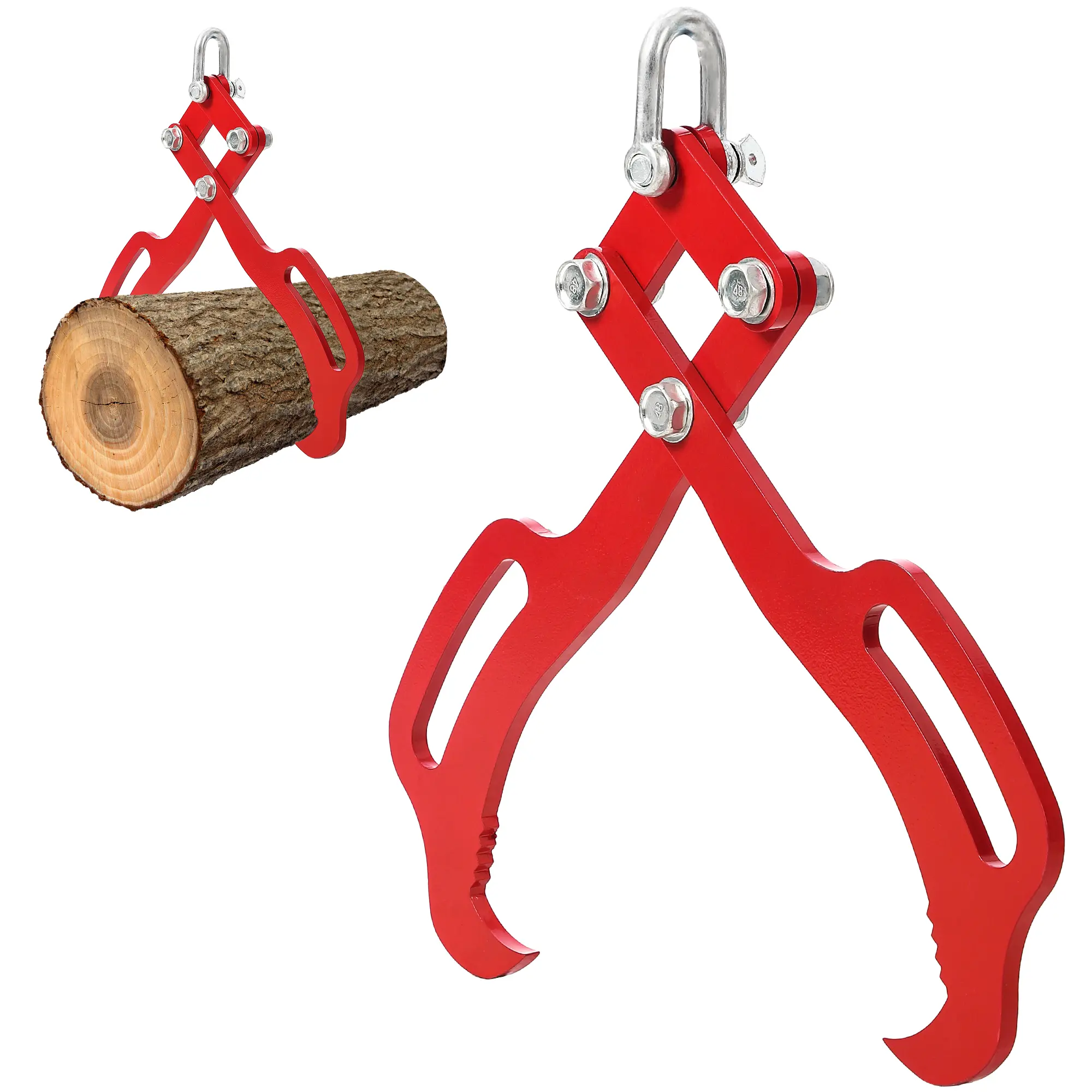 Heavy Duty Log Lifting Tongs, Rugged Steel 2/4 Claw Grapple with Serrated Non-Slip Claws, Professional Forestry Tool for Lifting, Dragging & Skidding Logs with Tractor or ATV