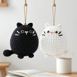 Cat Shape Beginner Crochet Kit, DIY Knitting Material Pack, Includes Tutorial Video, Random Accessory Colors, Perfect for Beginners