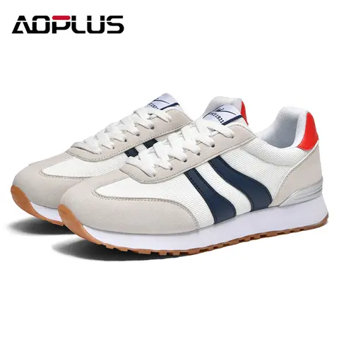 Men's Classic Retro Sneakers - Soft Suede Upper Feels Refined, Mesh Fabric, 2-Tone Stripe, Low Top, Breathable, Slip-Resistant Thick Midsole Height Boost, Versatile Casual Walking Athletic Footwear, Black