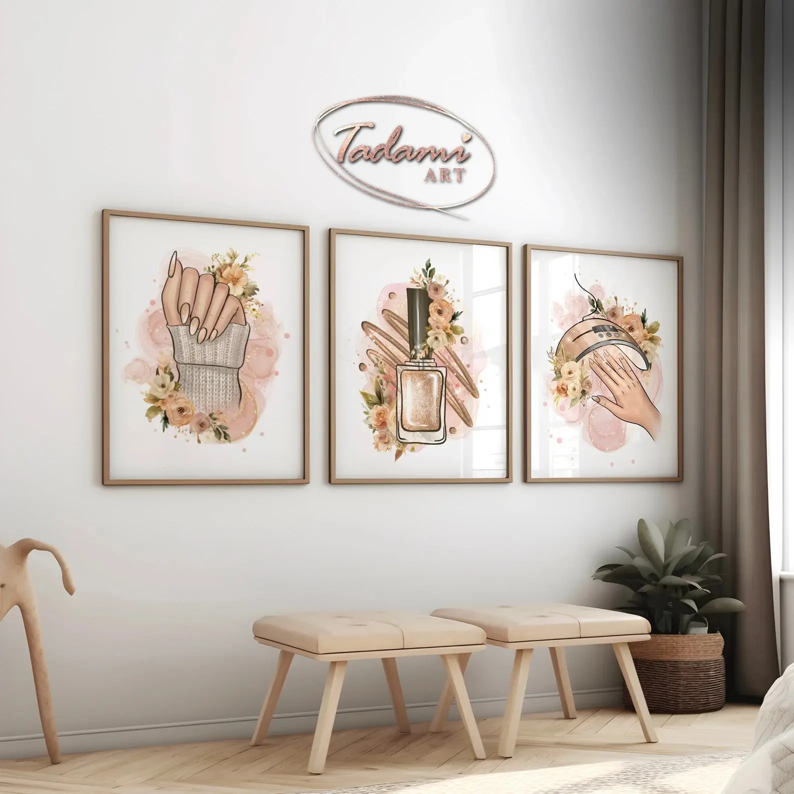 Nails Wall Art, Nails Salon Poster, Nails Artist Gift, Floral Nails Print, Manicure Salon Decor, Manicurist Gift, Beauty Salon Decor POSTER (UNFRAMED)