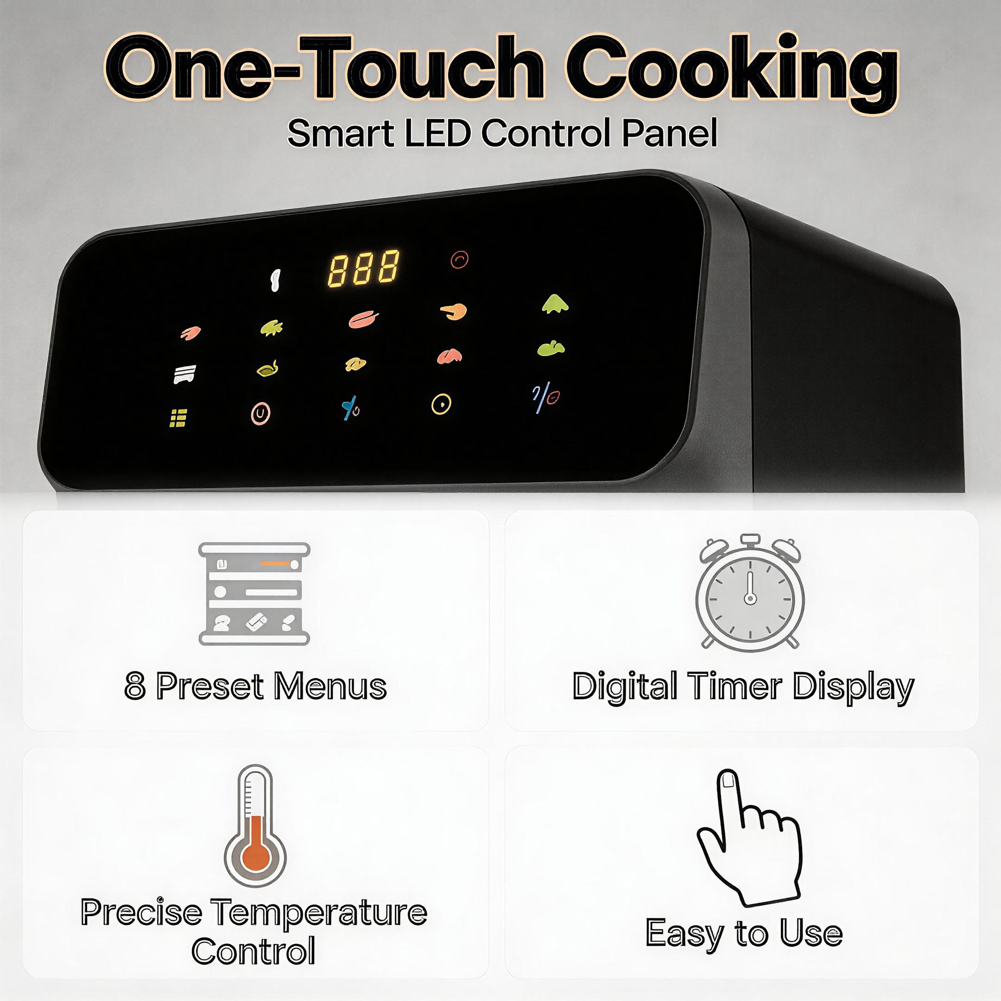 Air fryer, 13L capacity, more than ten menu modes, one-button operation with touch screen, multiple temperature adjustments, oil-free and low-fat, safe and easy to clean, saving time for working professionals and stay-at-home moms.