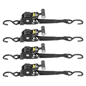 Explorinox 4Pcs Automatic Retracting Ratchet Straps for Ford Maverick, 500lbs Capacity Heavy Duty Tensioner with S-Hooks, 11ft Length 1500 Lb Breaking Strength Tensioner for Motorcycle ATV Furniture Cargo