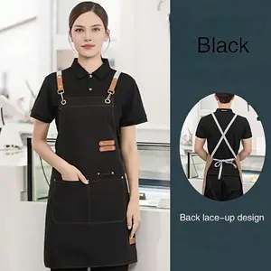 [Durable Apron] Multi-Pocket Apron | 1pc | Polyester Blend | Adjustable Strap | Coffee Bars, Restaurants | Stylish Workwear | Durable