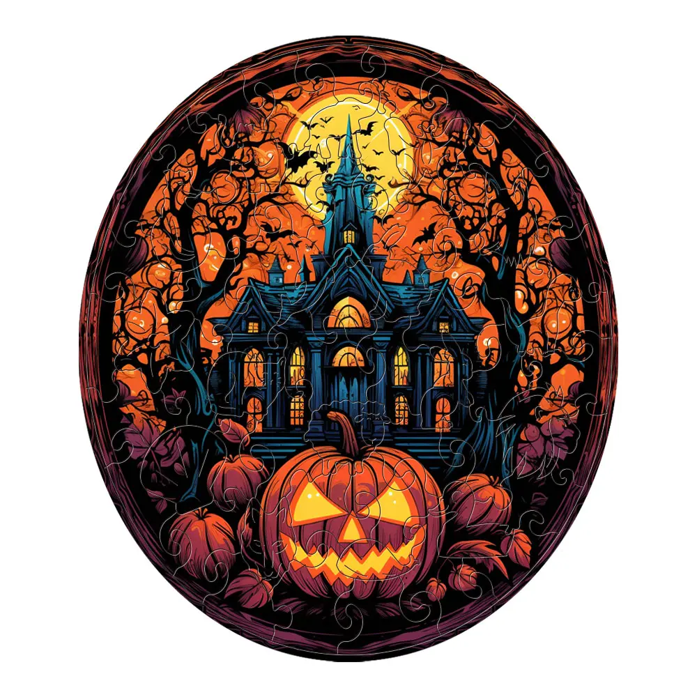 Halloween Pumpkin Wooden Puzzle, Unique Animal Shape DIY Game, Fun Adult Wood Jigsaw Toy, Perfect Halloween Gift Idea, Puzzle Art Gift