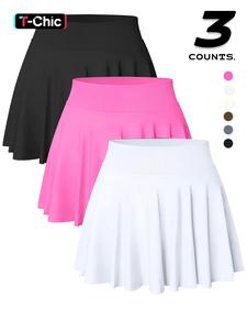 women's solid color 2 in 1 high waist sports skort, comfy breathable skort for tennis golf, ladies sportswear for all seasons, tennis skirt, tennis attire, golf clothing, skirtswomen, athletic skorts