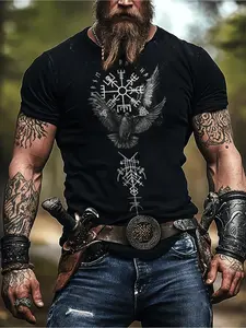 Men's Viking Nordic Pattern T Shirt Norse Mythology Eagle and Rune Viking Ship Design Lightweight and Breathable T Shirt Plus Size Available All Season Casual Streetwear Suitable for CosplayHappy Mother Day Shirt for Mom Best Mom Ever Graphic Tee