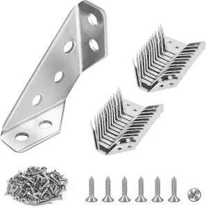 PlusRoc 20-Pack Stainless Steel Corner Brackets - Heavy Duty Corner Braces for Wood Furniture, Drawers, Cabinets, Tables and Chairs Nylon Insert Locknuts Self-Drilling Screws Kit