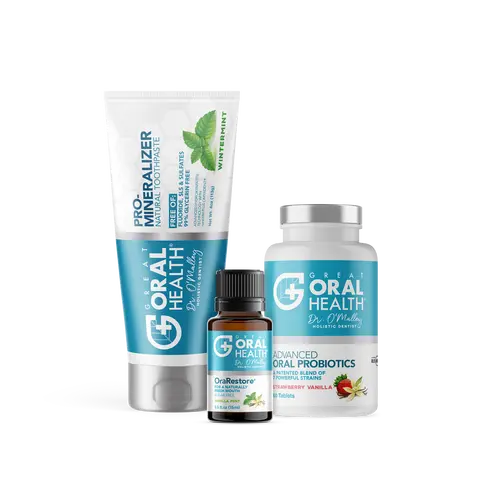 Great Oral Health Patented System - Non-Fluoride Nanohydroxyapatite Natural Toothpaste, Advanced Oral Probiotics, OraRestore Tooth & Gum Oil for Enamel Rebuilding, Strong Teeth, Bright Smile, Fresh Breath