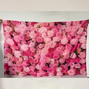 Rose Artificial Mixed Floral Pattern Wall Background Fabric, Flower Design, Party Photography Decoration, Wedding Birthday Live Streaming Room Decor, Indoor Outdoor Home Garden, DIY Artificial Rose