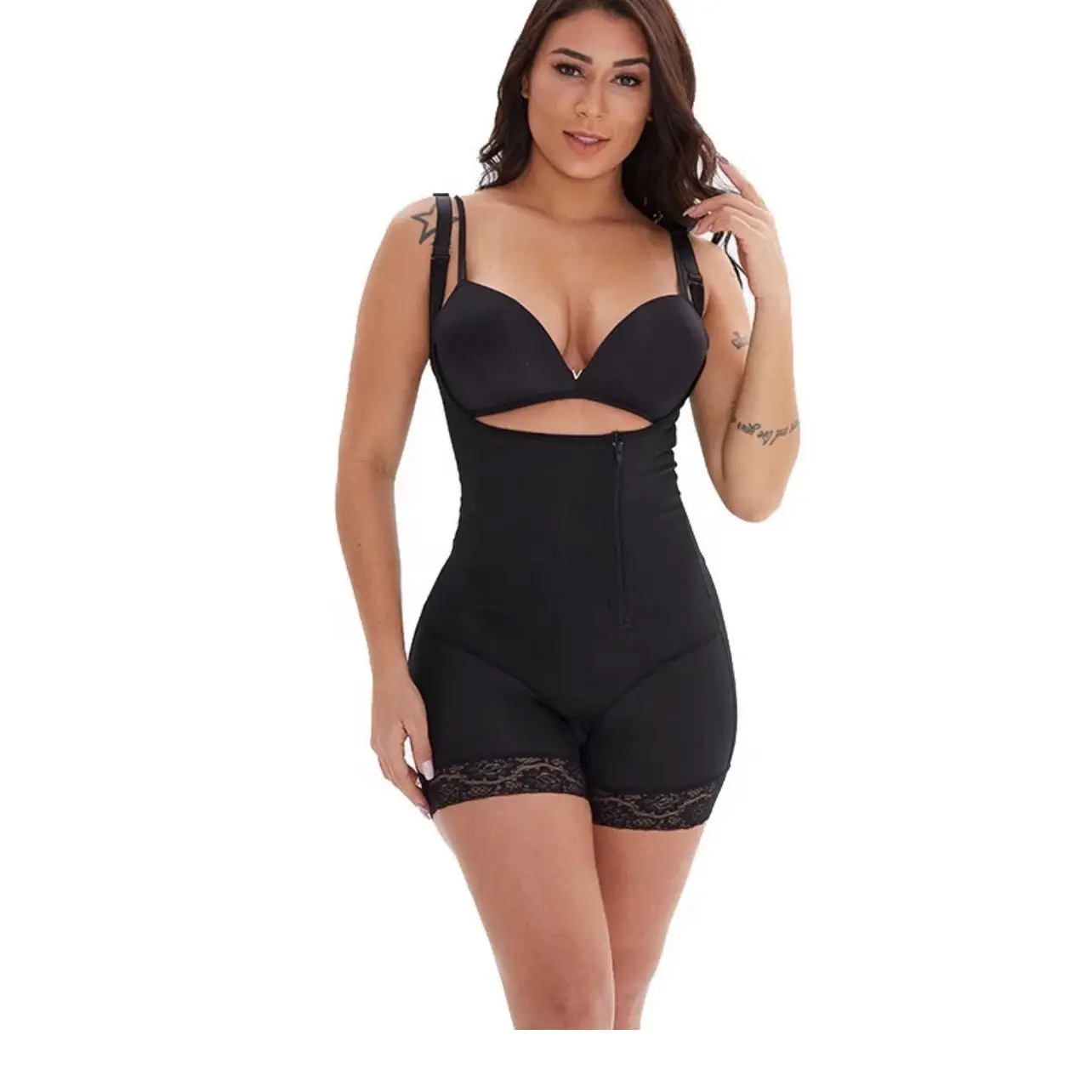 Faja con cierre lateral, girdle with side Shapewear Corset Shapewear Corset Shapewear Corset Mid Thigh Shaper Black Women Sexy Compression