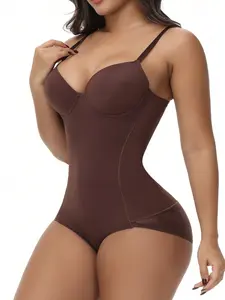 Women's Seamless Shapewear Bodysuit, Adjustable Straps, Lace Trim, Tummy Control, Butt Lifting, All Seasons, Sexy Style