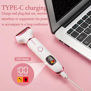 Electric Razor Shavers for Women 5 in 1 Electric Shaver for Women,Cordless Replaceable Facial Eyebrow Razors & Nose Hair Trimmer, Wet Dry Bikini Trimmer Pubic Hair Removal Gifts for Womens White