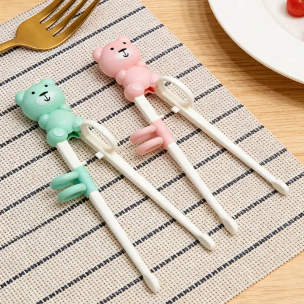 1PC Bear Shaped Training Chopsticks Reusable Learning Chopsticks Cute Cartoon Auxiliary Dining Utensils Portable Daily Tableware Ideal Gift For Birthday & Holidays