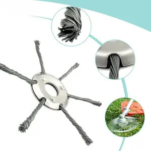 6/7/8/9 inch Steel Wire Wheel Grass Trimmer Head Universal for Straight Shaft Brushcutter Weed Whacker Removal Moss Rust Professional Stone and Stainless Polish