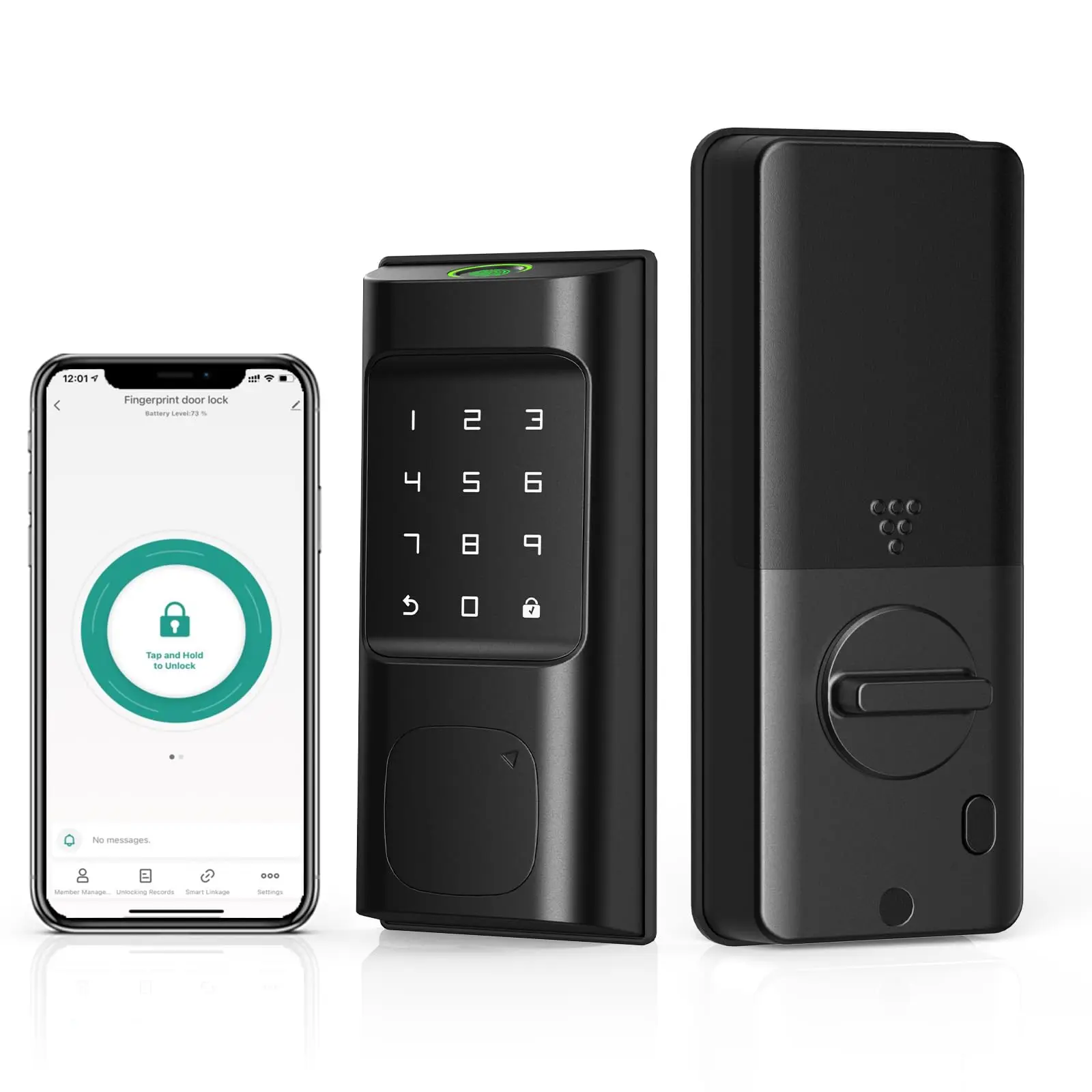 IRONZON Smart Deadbolt Lock, Keyless Entry Door Lock, 5 in 1 Smart Door Locks for Front Door, Fingerprint Door Lock with Keypad Deadbolt, Digital Electronic Biometric Door Lock with APP Control Black