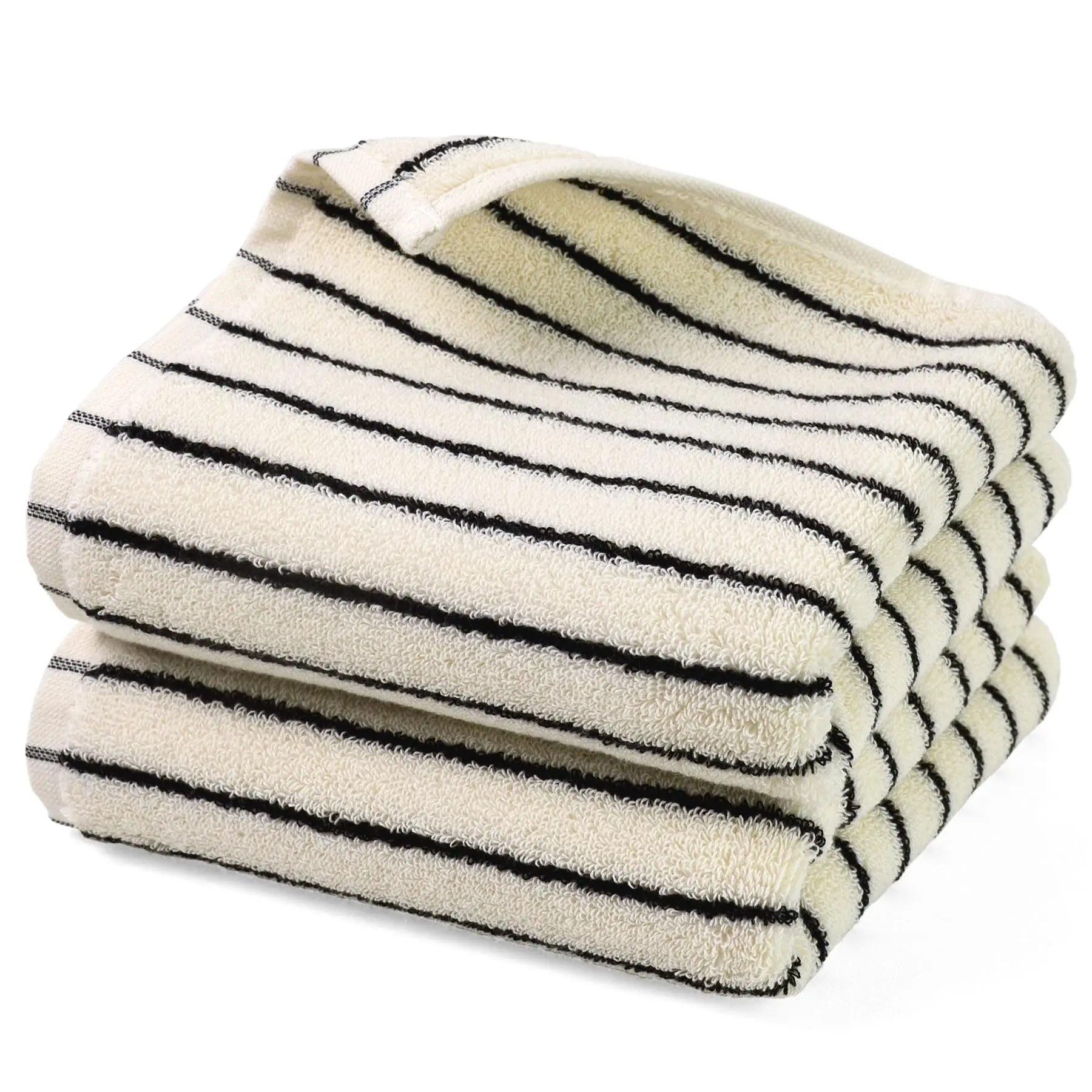 Black and White Striped Hand Towels for Bathroom Vintage Kitchen Decor 14" x 29" Natural Cotton Quick Drying Classic Retro Style for Adults Kids Soft Absorbent Lightweight Set of 2