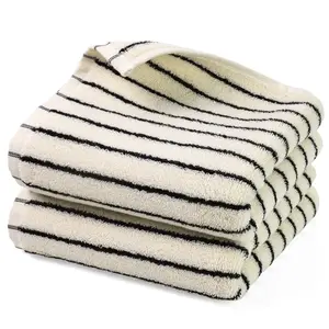 Black and White Striped Hand Towels for Bathroom Vintage Kitchen Decor 14" x 29" Natural Cotton Quick Drying Classic Retro Style for Adults Kids Soft Absorbent Lightweight Set of 2