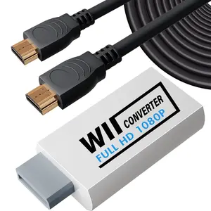 Wii to HDMI Converter 1080P with 5ft High Speed HDMI  Wii2 HDMI Adapter Output Video&Audio with 3.5mm Jack Audio, Support  Wii Display 720P, NTSC, Compatible with  Devic