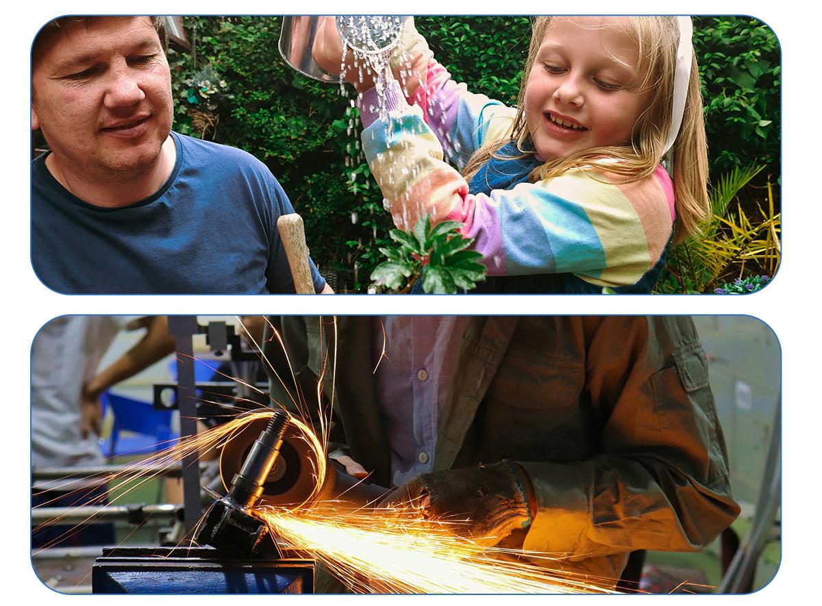 3Pairs Men's Blue PU Coated Work Gloves | Non-Slip Grip | Stretchy Striped Safety Gloves for Gardening & DIY Projects