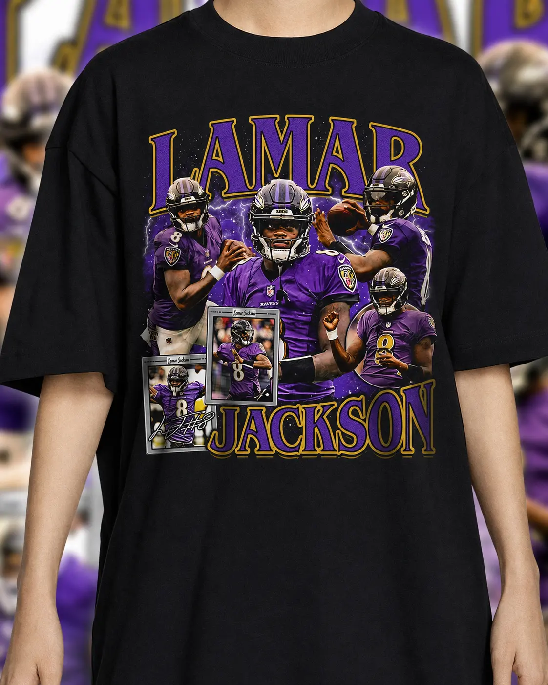 Vintage 90s Graphic Style Lamar Jackson T-Shirt, Vintage Oversized Sport Tee