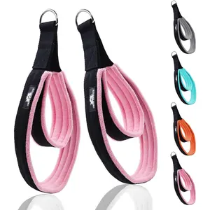 1 Pair Enhanced Pilates Double Loop Straps for Reformer, Thickened D-Ring Handle Straps, Yoga Exercise Accessories in 2 Lengths and Multicolor for  Gym Workout