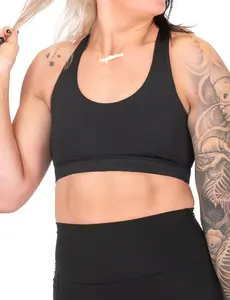 Butterfly Back Bra - All Black, Medium Size, Comfy Fit, Strappy Design, Ideal for Beach, Workout, and Swimming