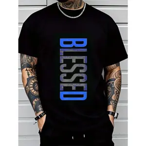 Men's Plus Size Casual Crew Neck T-Shirt - Geometric-Pattern, Smooth Cotton Knit Fabric, Medium Stretch - Short Sleeve Tee for Leisure & Everyday Wear |       Breathable Comfort Fit |       Machine Washable Crewneck Classic.