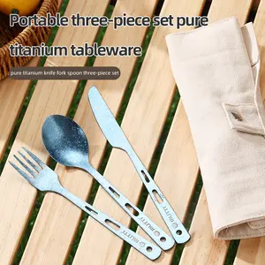MUTTI Monet Dinner Knife,Fork,And Spoon set Portable three piece set pure titanium tableware Cutlery