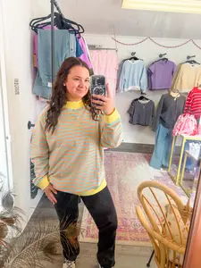 Striped Mock Sweatshirt Orange/Blue