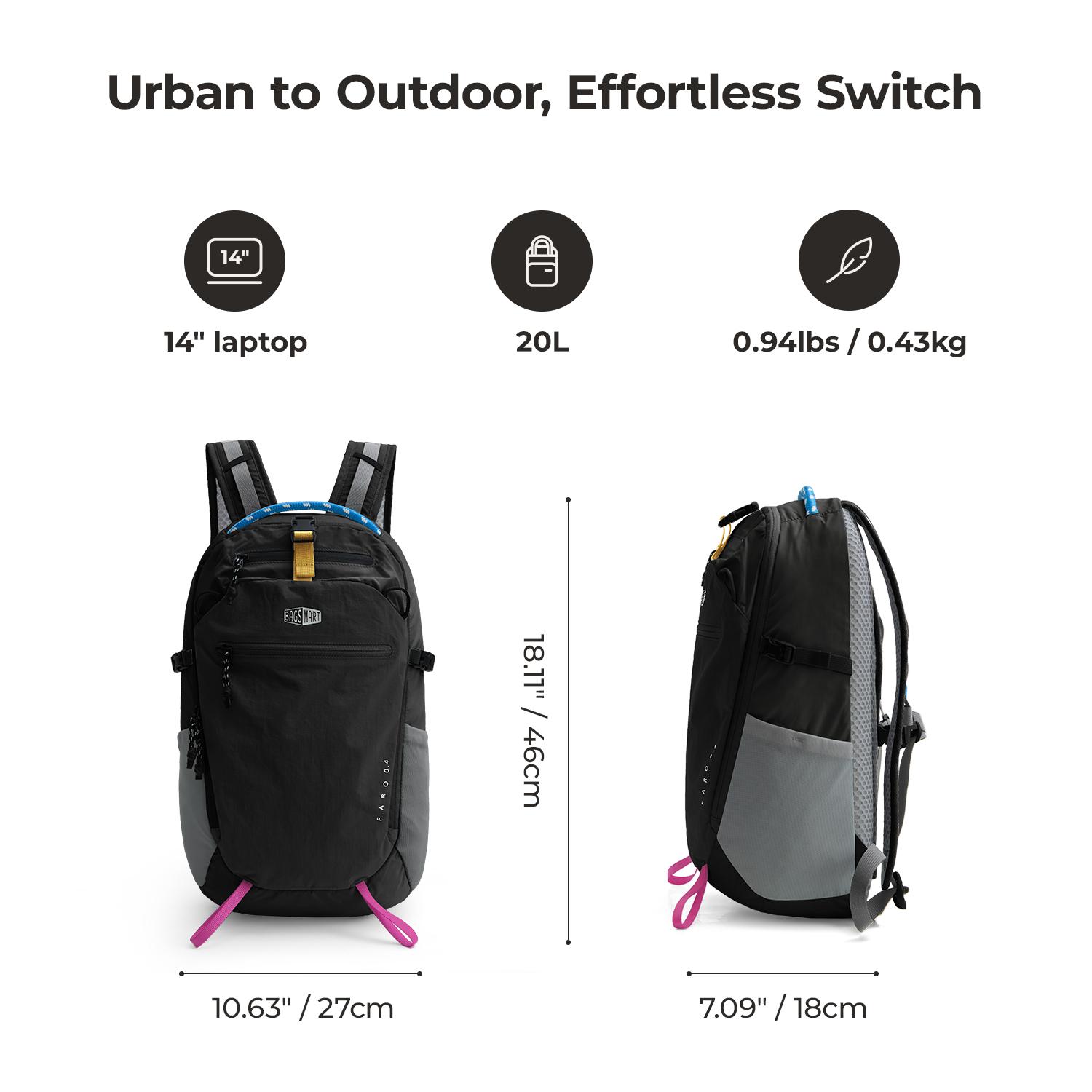 【New In】BAGSMART FARO Ultra-Light 20L Backpack with 3D Breathable Panel & Water-Resistant Pockets for Everyday Adventure Memorial Day