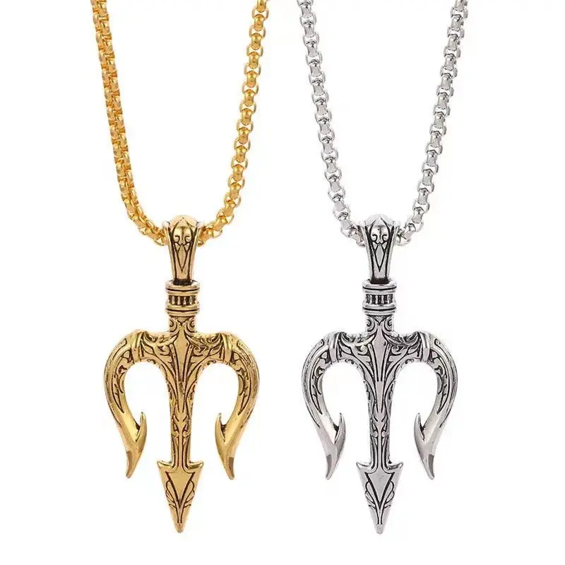 Fashion Trident Pendant Handmade Necklace Trendy Men